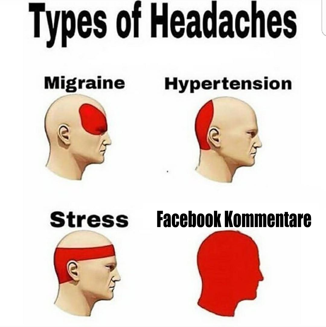 Meme von Kopfschmerzen. Die stärksten Kopfschmerzen machen Facebook Kommentare