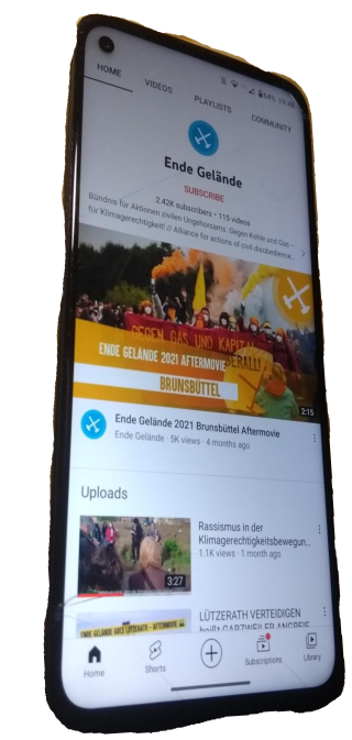 Screenshot des Ende Gelände YouTube Accounts